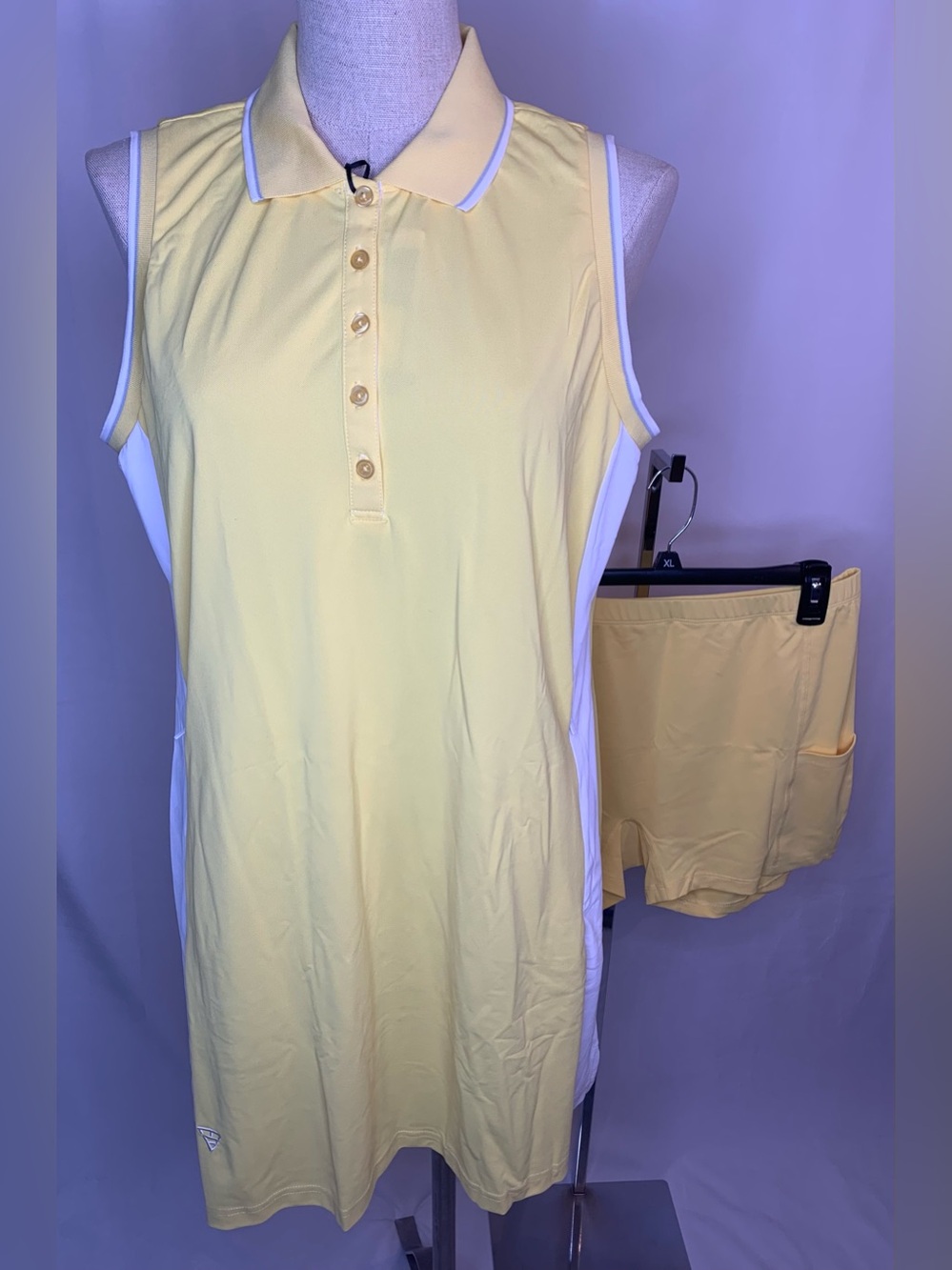 Women’s Maelreg performance two piece tennis outfit yellow athletic dress XL